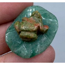 Frog on Lily Pad 1 Inch Figurine - Unakite