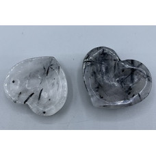 Bowl - Heart Shape about (about 2.25") - Rutilated Black Quartz