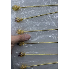 Hair Pin - Fluorite Roses with Gold Plated Pin - 6 pcs pack