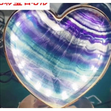 LED Display Light (Rainbow Fluorite Heart Shape) - USB Adapter and on/off Control unit