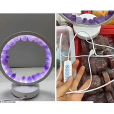 LED Display Light w Amethyst as decoration (7 inch OD) - USB Adapter and on/off Control unit