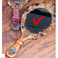 Magic Mirror w Gemstone Bead Decoration (About 4.5 x 10 inches)