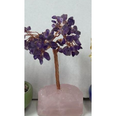 Money Tree  (about 4.5 inch in height) - Amethyst Tree w Rose Quartz Stone base