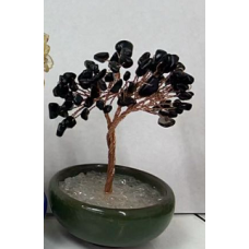 Money Tree  (about 4.5 inch in height) - Black Agate Tree w Cup base