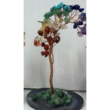 Money Tree  (about 4.5 inch in height) - Mix Stones w Agate Disk base