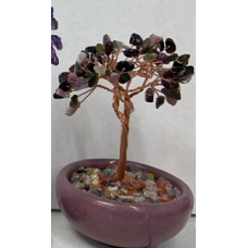 Money Tree  (about 4.5 inch in height) - Tourmaline Stone Tree w Cup base