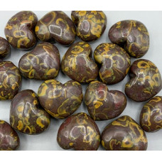 Small Gemstone Heart - 24 pcs pack (Puff - about 1 x 1.25 inch) - Mookaite