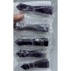 Gemstone Points Pack - Amethyst (Chevron) Obelisk Shape Point - 5 pcs Packs (about 4 inch H)