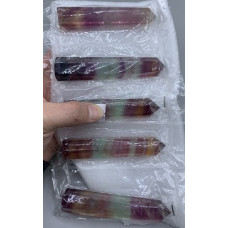 Gemstone Points Pack - Fluorite (Rainbow - Candy) Point - 5 pcs Packs (about 4 inch H)