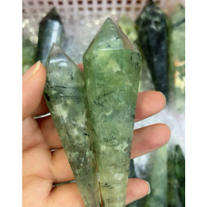 Gemstone Points Pack - Prehnite Obelisk Shape Point - 4 pcs Packs (about 3 - 4 inch H)