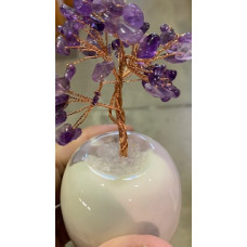 Money Tree (about 4.5 inch in height) - Amethyst Tree w White pod like base