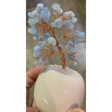 Money Tree (about 4.5 inch in height) - Aquamarine Tree w White pod like base