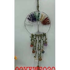 Chakra Hanger - Tree of Life chip pendant (about 5" OD) and 7 Tumble stones, - 13" in length