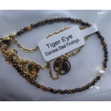 2 - 2.5 mm faceted Stone with 15.5 plus 5 cm two layers bracelet - 10 Pcs Pack - Tiger Eye (Double and More)