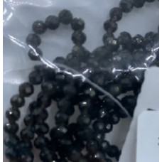 3 mm Faceted Gemstone Stretch Bracelet - 10 pcs pack - Black Obsidian