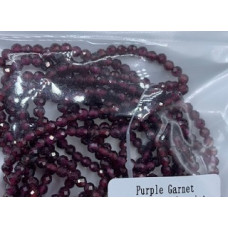 3 mm Faceted Gemstone Stretch Bracelet - 10 pcs pack - Purple Garnet