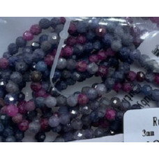 3 mm Faceted Gemstone Stretch Bracelet - 10 pcs pack - Ruby Sapphire