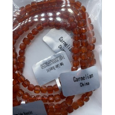 4 mm Cube Faceted Gemstone Stretch Bracelet - 10 pc pack - Carnelian