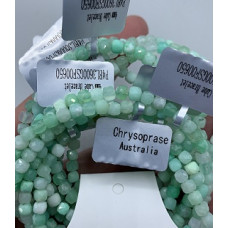 4 mm Cube Faceted Gemstone Stretch Bracelet - 10 pc pack - Chrysoprase