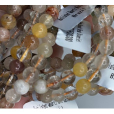 6 mm Gemstone Round Bead Bracelet - 10 pcs Pack - Rutilated Quartz Mix Colors