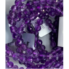 6 mm Gemstone Round Faceted Bracelet - 10 pcs pack - Amethyst