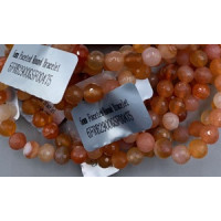 6 mm Gemstone Round Faceted Bracelet - 10 pcs pack - Red Botswana Agate