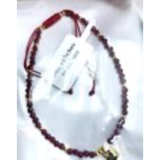 2-2.5 mm Faceted stone beads with Gold Color Round and Heart Charms - Drawstring bracelet - 10 pcs pack - Garnet