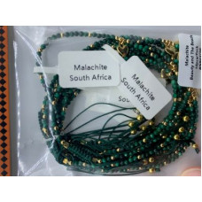 2-2.5 mm Faceted stone beads with Gold Color Round and Heart Charms - Drawstring bracelet - 10 pcs pack - Malachite