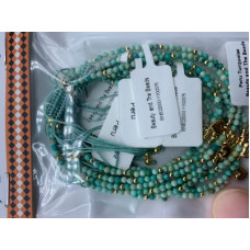 2-2.5 mm Faceted stone beads with Gold Color Round and Heart Charms - Drawstring bracelet - 10 pcs pack - Peru Turquoise