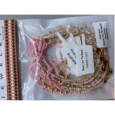 2-2.5 mm Faceted stone beads with Gold Color Round and Heart Charms - Drawstring bracelet - 10 pcs pack - Pink Opal