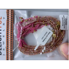 2-2.5 mm Faceted stone beads with Gold Color Round and Heart Charms - Drawstring bracelet - 10 pcs pack - Rhodochrosite