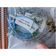 2-2.5 mm Faceted stone beads with Gold Color Round and Heart Charms - Drawstring bracelet - 10 pcs pack - Blue Lace Agate