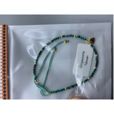 2-2.5 mm Faceted stone beads with Gold Color Round and Heart Charms - Drawstring bracelet - 10 pcs pack - Chrysocolla