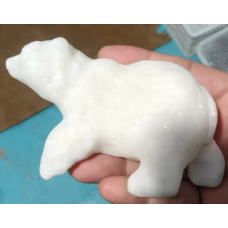 Extra Large Carving - Polar Bear (about 1.75 x 4.5 x 2.25 inches H) - White Marble