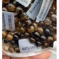 8 mm Gemstone Round Bead Bracelet - 10 pcs pack - Brown Agate