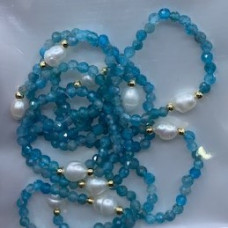 2.5 mm Faceted Stone + 2 mm Copper plated Gold + Shell Pearl - 10 pcs pack - Apatite Blue (Peral and More Ring)