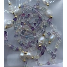 2.5 mm Faceted Stone + 2 mm Copper plated Gold + Shell Pearl - 10 pcs pack - Fluorite (Peral and More Ring)