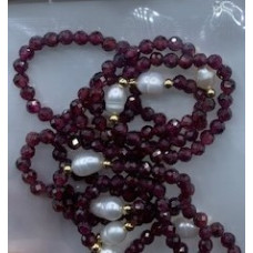 2.5 mm Faceted Stone + 2 mm Copper plated Gold + Shell Pearl - 10 pcs pack - Garnet (Peral and More Ring)