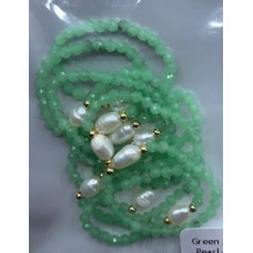 2.5 mm Faceted Stone + 2 mm Copper plated Gold + Shell Pearl - 10 pcs pack - Green Angel Larimar (Peral and More Ring)
