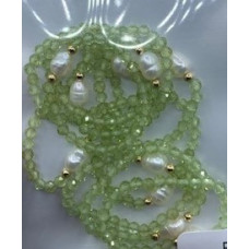 2.5 mm Faceted Stone + 2 mm Copper plated Gold + Shell Pearl - 10 pcs pack - Peridot (Peral and More Ring)