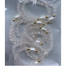 2.5 mm Faceted Stone + 2 mm Copper plated Gold + Shell Pearl - 10 pcs pack - Rose Quartz (Peral and More Ring)