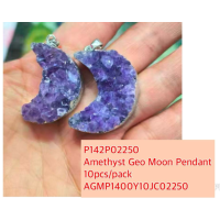 GPK - Amethyst Geo Half Moon Pendant about 1 inch - 10 pcs pack GPK - Amethyst Geo Half Moon Pendant about 1 inch - 10 pcs pack