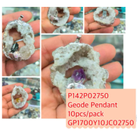 GPK - Geode pendant with assorted stone in center about 2 inches - 10 pcs pack GPK - Geode pendant with assorted stone in center about 2 inches - 10 pcs pack