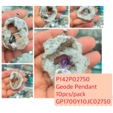 GPK - Geode pendant with assorted stone in center about 2 inches - 10 pcs pack