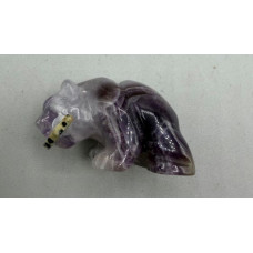 Bear with fish 1.5 Inch Figurine - Amethyst Banded