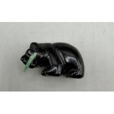 Bear with fish 1.5 Inch Figurine - Obsidian