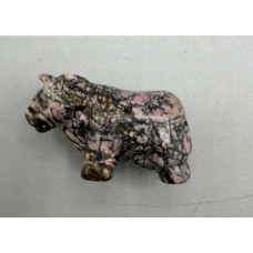 Cow 1.5 Inch Figurine - Rhodonite