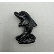 Dolphin on Base 1.5 Inch Figurine - Black Obsidian