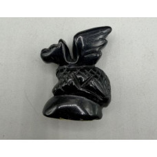 Dragon on Base 1.5 Inch Figurine - Black Obsidian
