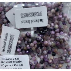 3 mm Faceted Gemstone Stretch Bracelet - 10 pcs pack - Charoite